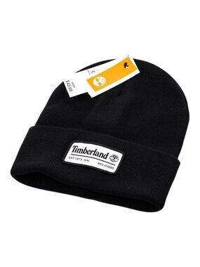 Timberland Wordmark Logo Patch Cuffed Knit Beanie Hat
